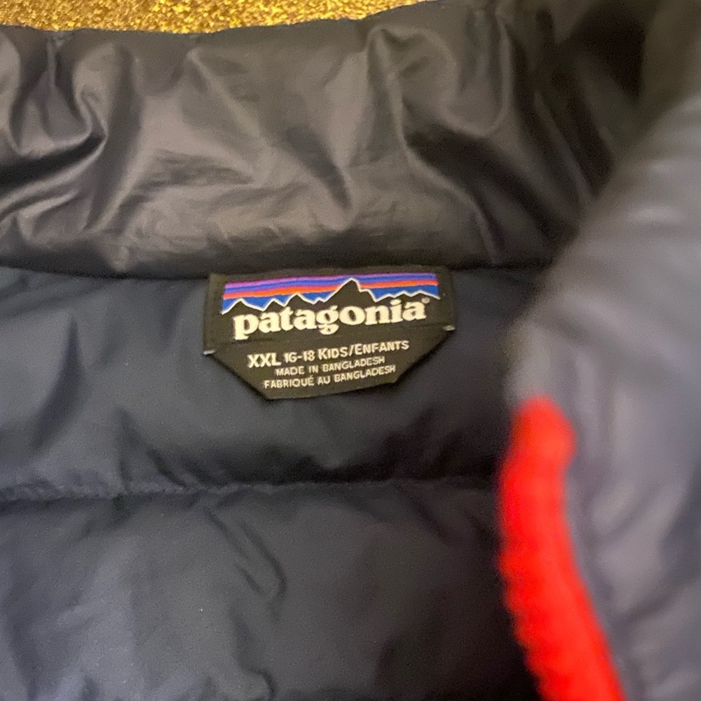PATAGONIA FEATHER GOOSE DOWN NAVY BLUE SLIM PUFFER WOMEN KIDS (XXL) Jacket COZY - Picture 7 of 8